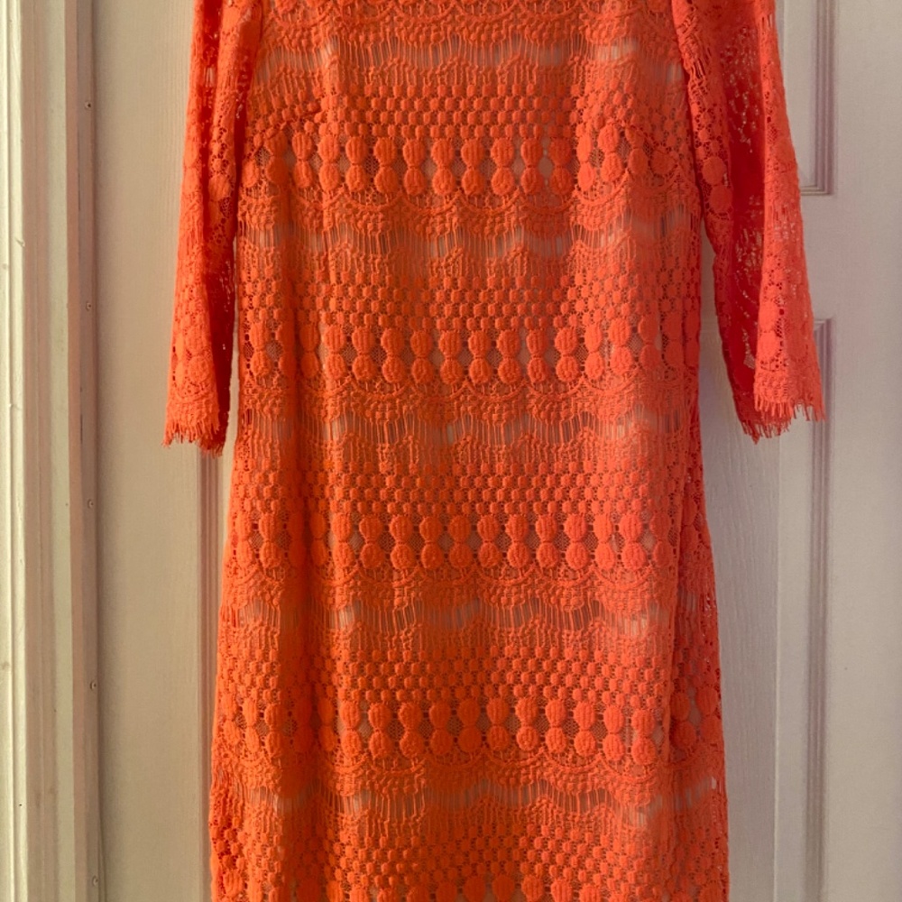 RN STUDIO BY RONNI NICOLE coral color lace lined dress